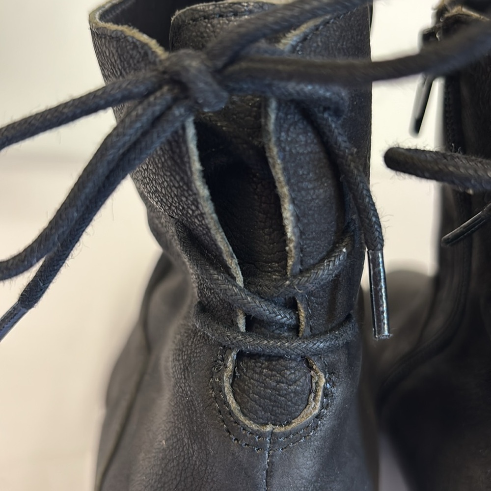 Lucky Brand Jalie Black Suede Ankle Lace Up Healed Bootie - Picture 7 of 12